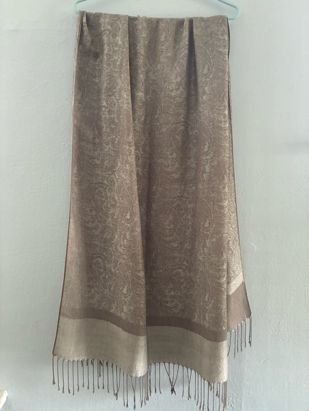 Elegant grey Paisley Fringed Pashmina Scarf